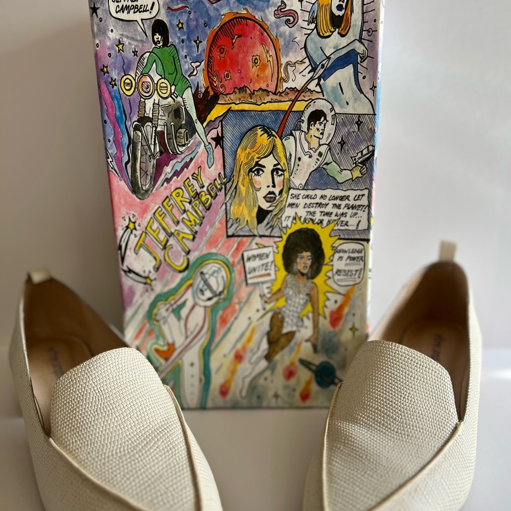 Jeffrey Campbell Viona Pointed Toe Loafer Women - Ivory Lizard - Size 8